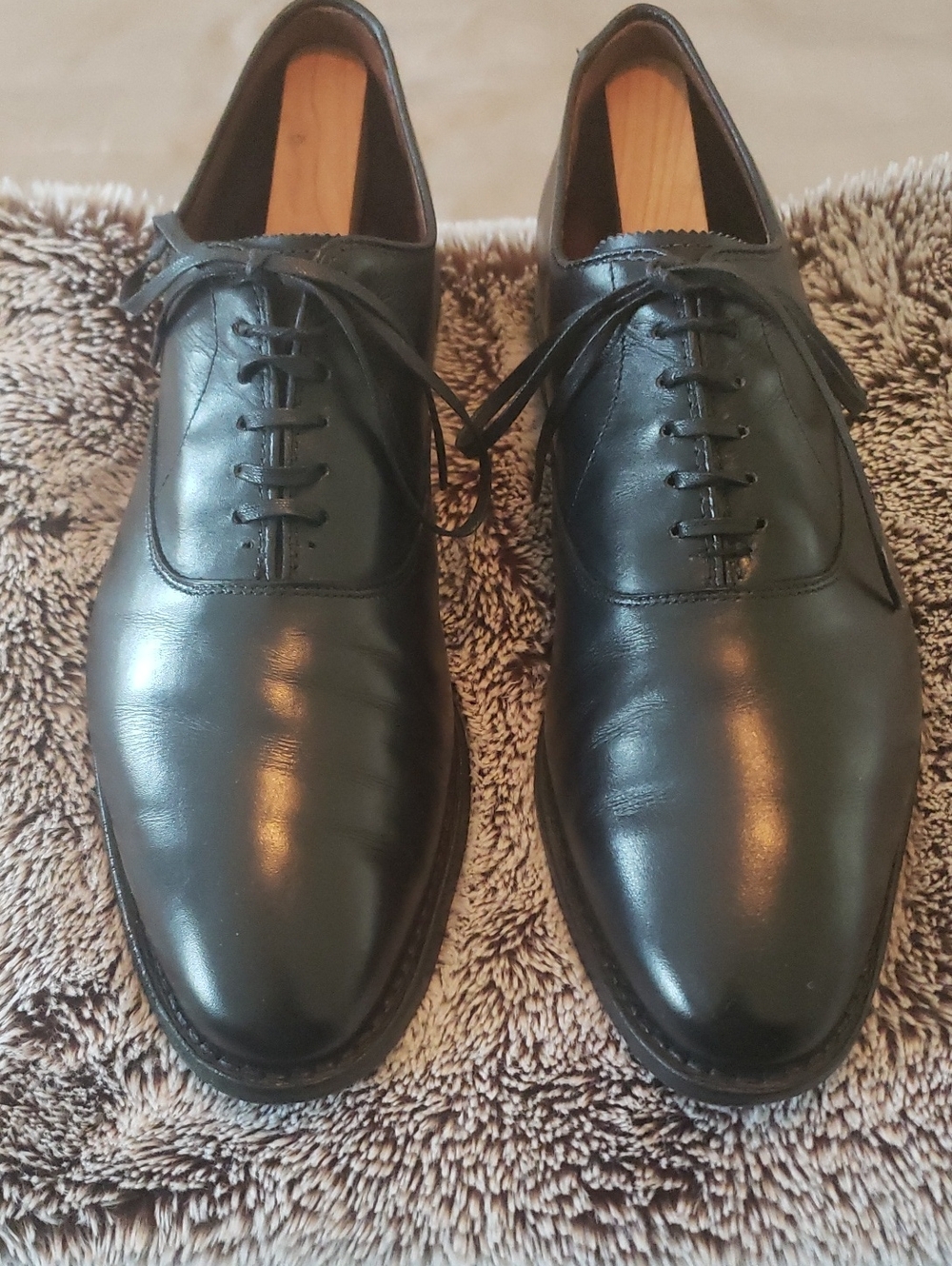 Allen Edmonds Black Leather Plain-Toe Oxford Dress Shoes